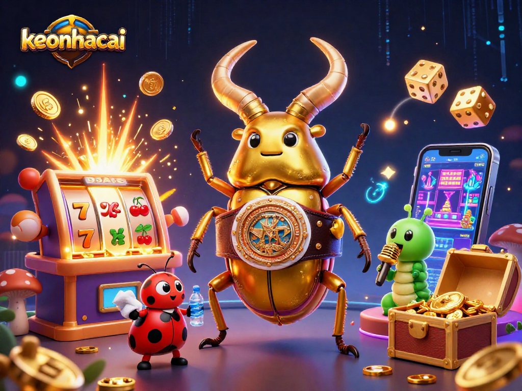 Engage with the thrilling keonhacai gaming experience featuring a vibrant 3D casino scene.