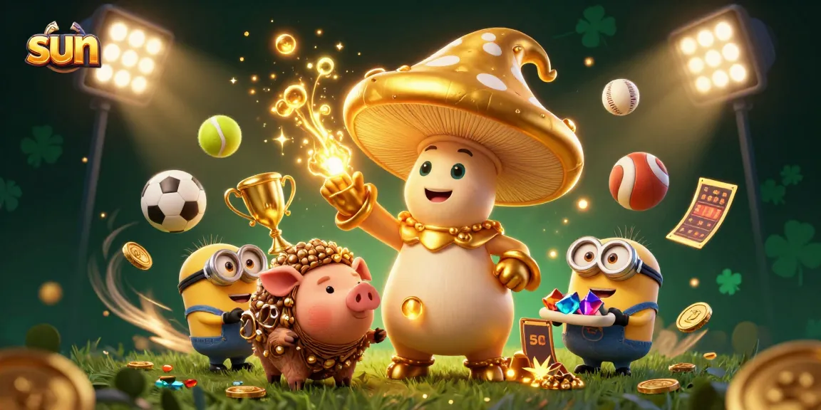Experience thrilling wins under the sun with treasure-seeking characters in an action-packed casino scene.