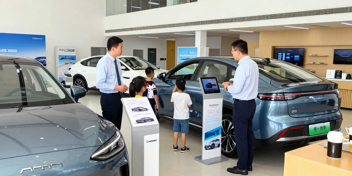 Explore the NAGA2000 technology in a modern automotive showroom with engaged customers.