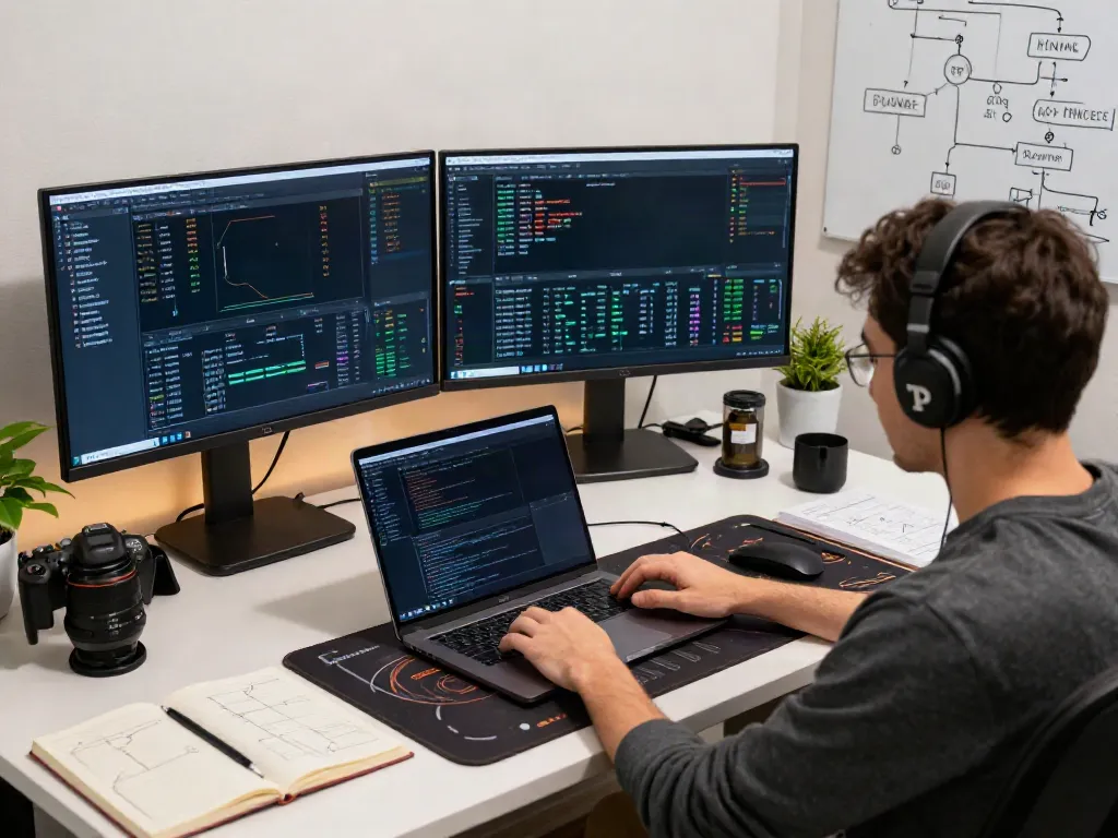 NSE market data API integration in a professional cryptocurrency workspace showcasing trading platforms and blockchain applications