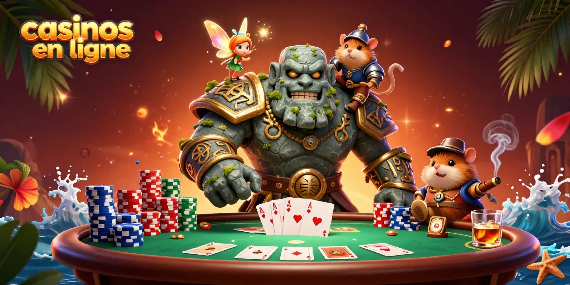 Casinos en ligne : Gagnez des jetons autour d'une table de poker avec des personnages fantastiques.