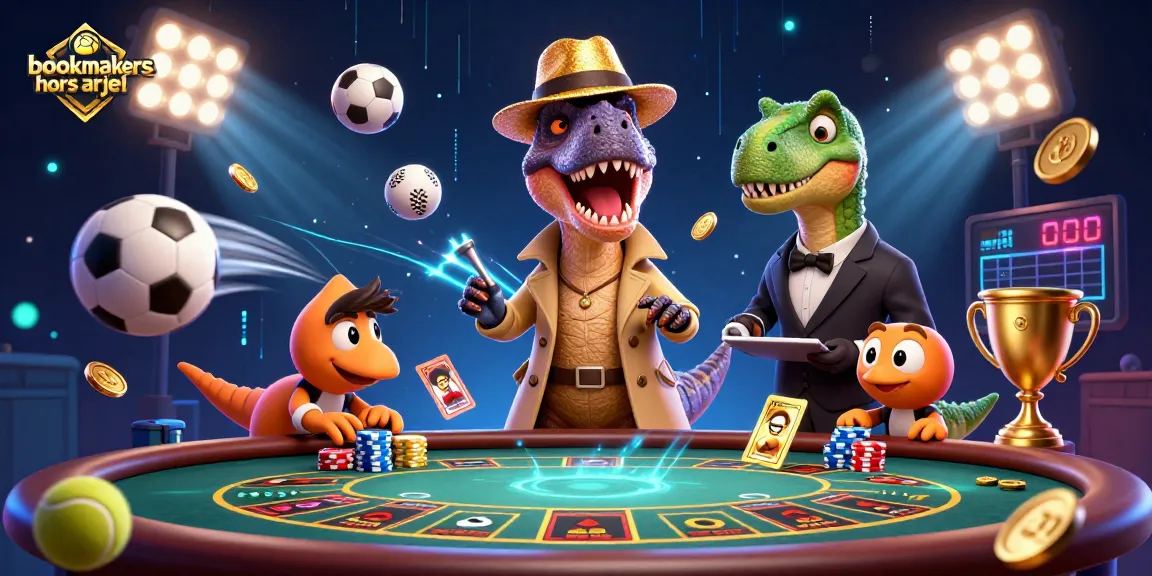 Pariez avec les bookmakers hors ARJEL sur des tables animées avec des mascottes de dinosaures.