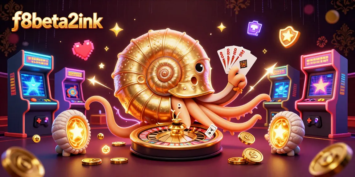 Engage with f8beta2ink as a giant nautilus roulette wheels among glowing gaming arcade machines.