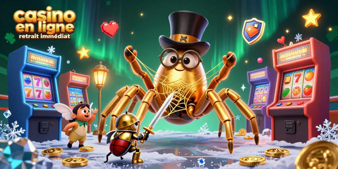 Découvrez l'univers du casino en ligne avec retrait immédiat, où une tarentule dorée captive de petits spectateurs.