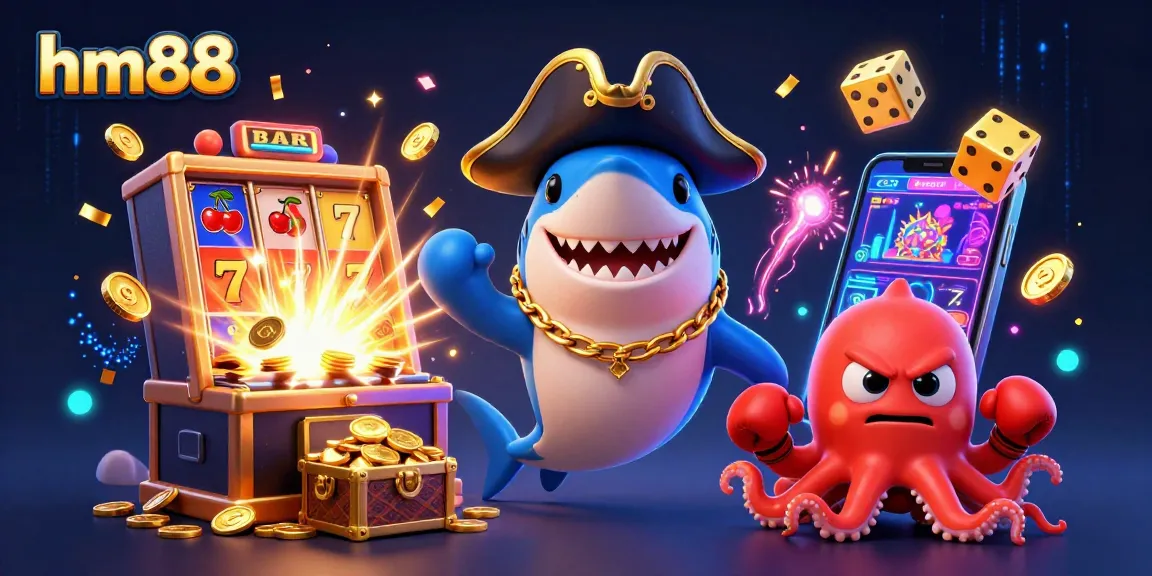 Experience thrilling slots and wins with hm88 in this electrifying 3D casino scene!