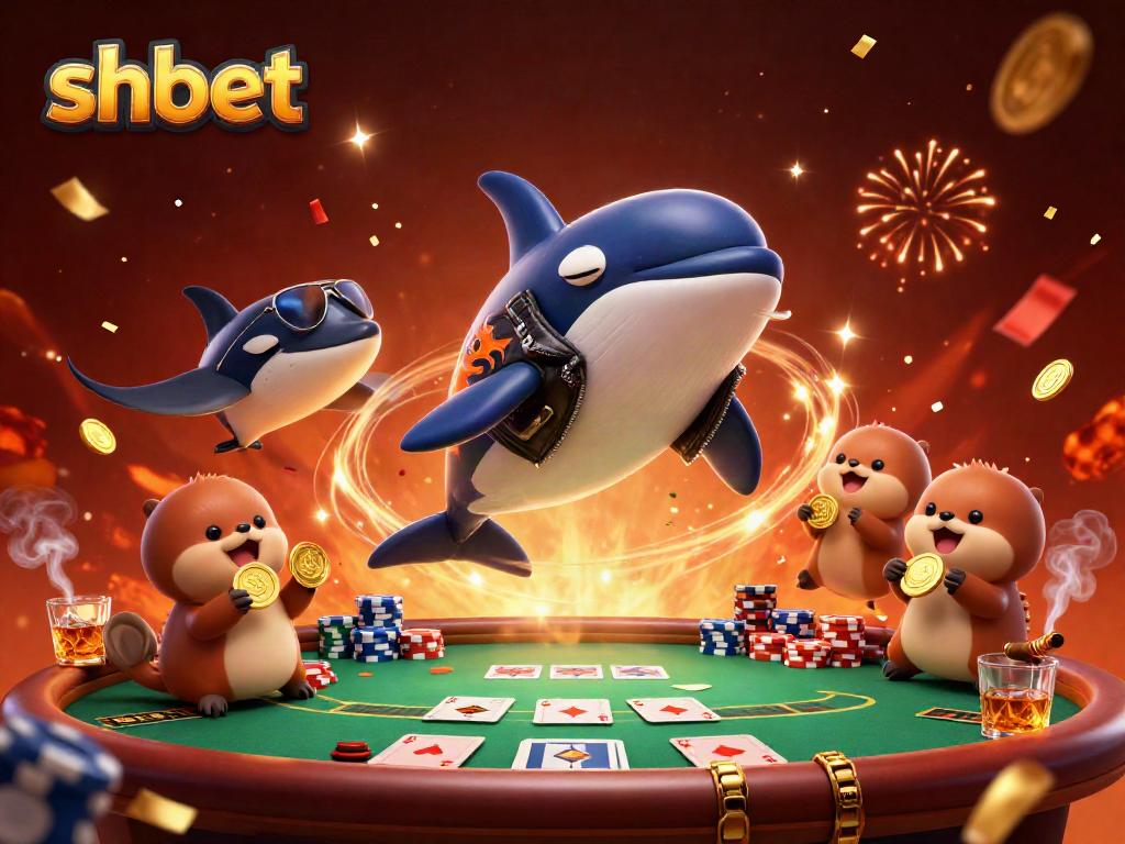 Experience shbet with a vibrant illustration featuring sea creatures enjoying poker action.