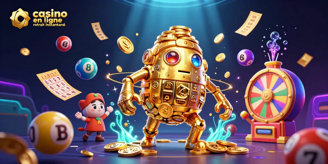 Visitez le casino en ligne retrait instantané avec un golem doré interactif entouré de jeux captivants.