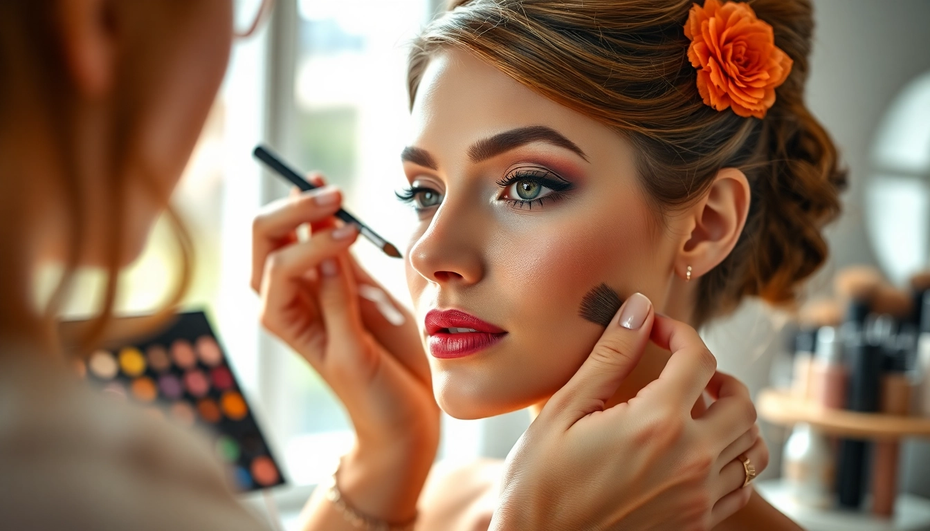 HD makeup application Dallas in progress, showcasing a flawless look by a professional artist.