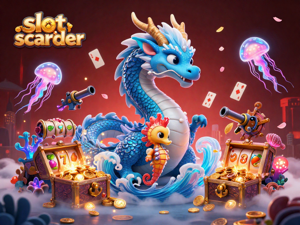 Experience the thrill of slot scatter with a vibrant underwater scene featuring majestic characters and casino elements.