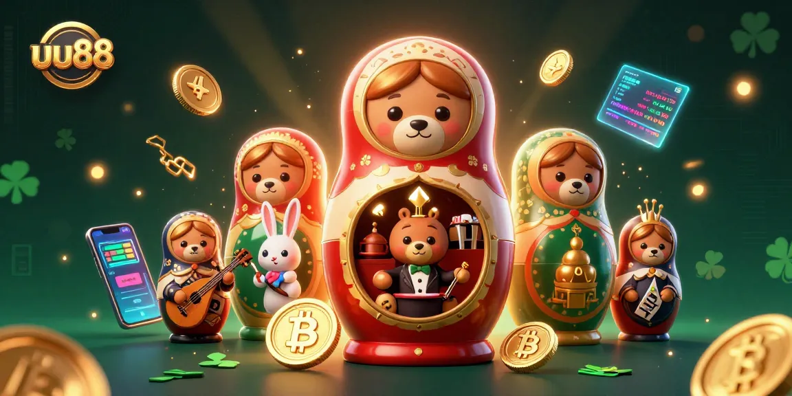 Experience excitement with uu88 as cartoon bears reveal hidden casino dealers amidst vibrant crypto symbols.