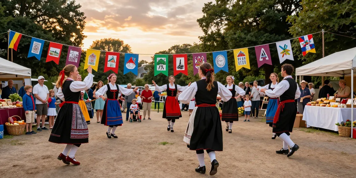 Engaging festival scene showcasing traditional Breton culture through vibrant performances and local crafts, perfect for exploringเกมสล็อต.