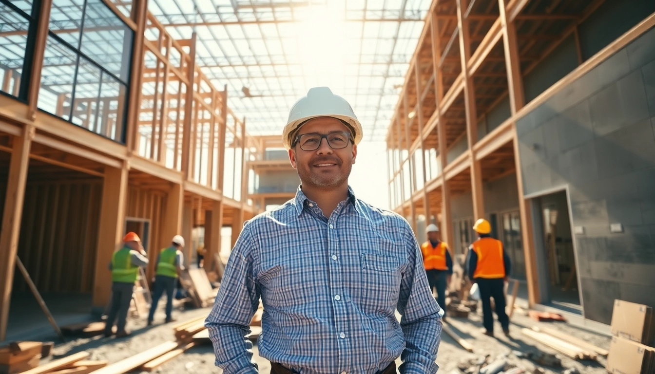 New Jersey General Contractor supervising a construction project with workers and machinery.