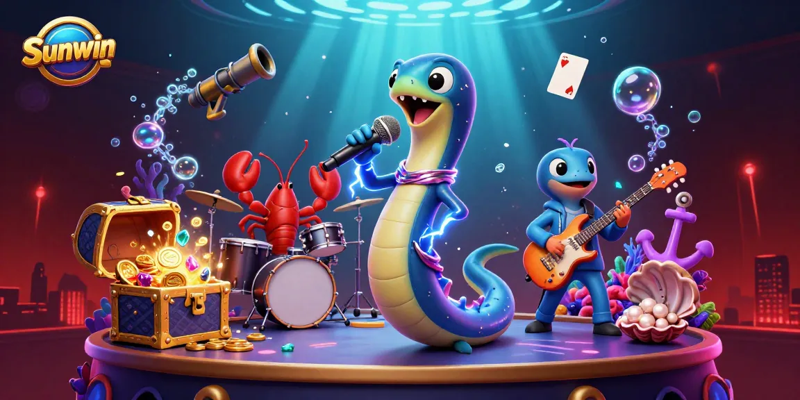 Engage in thrilling underwater entertainment at Sunwin's casino with vibrant characters and dynamic game elements.