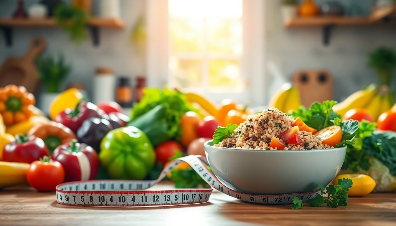 Engaging display of a balanced meal for a Weight Loss Diet featuring fresh fruits and vegetables.