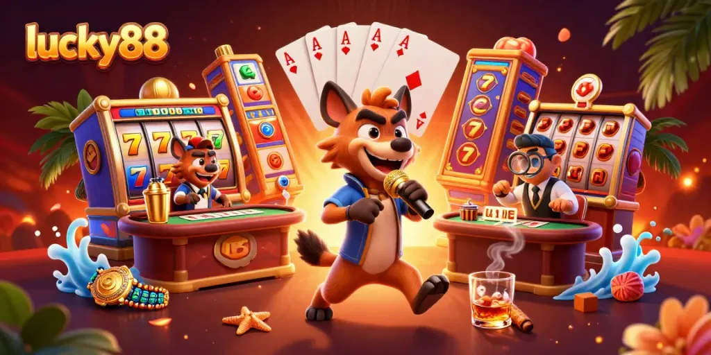 Engage in thrilling gaming at lucky88 while experiencing lively 3D characters in a vibrant casino.