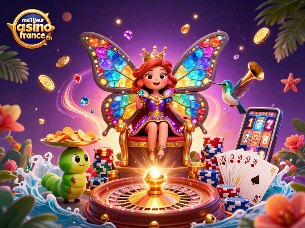 Découvrez le meilleur casino en ligne France avec cette illustration dynamique et colorée.