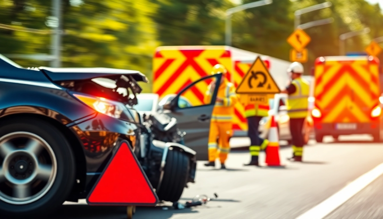Illustration of a serious road accident demonstrating crucial safety measures and emergency response.
