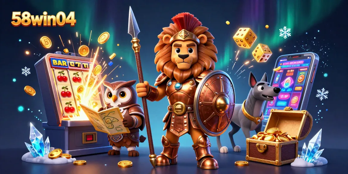 Engage with the thrilling 58win04 casino scene featuring a jackpot explosion amidst rich gaming elements.