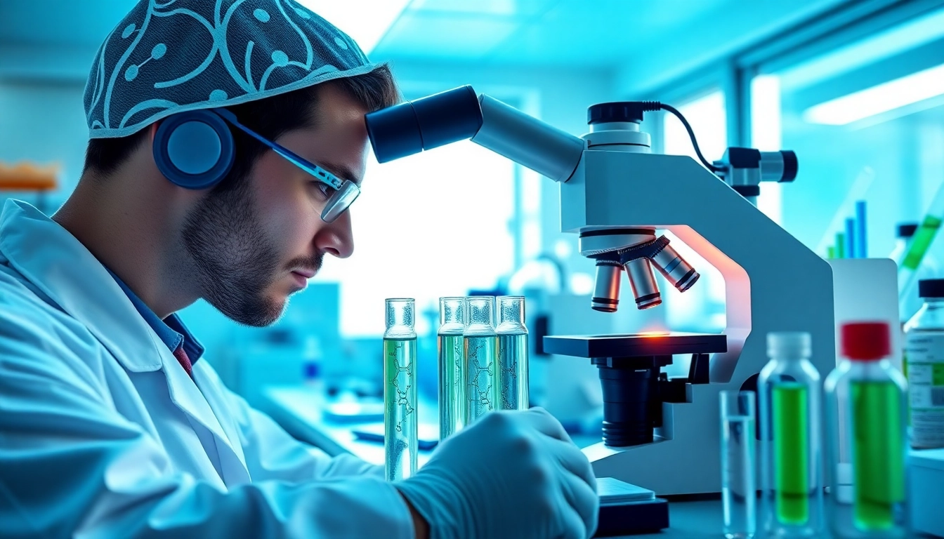 Investigating ghk cu research peptides in a professional laboratory setting with advanced equipment.
