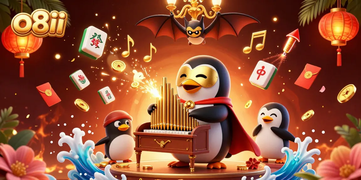 Experience thrilling wins at o8ii with a dynamic casino scene filled with golden coins and festive symbols.