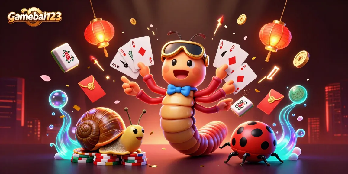 Gamebai123 showcases a vibrant casino scene with a lively dealer and exciting game elements.
