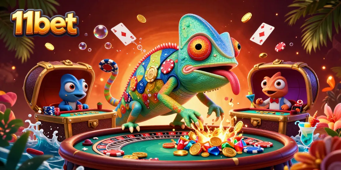 Experience thrilling action at 11bet with our vibrant casino illustration showcasing exciting gaming elements.