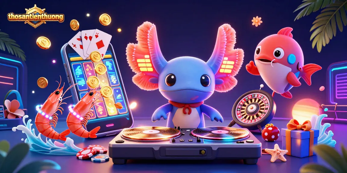 Engage with thosantienthuong's vibrant slot gaming experience through dynamic 3D illustration.