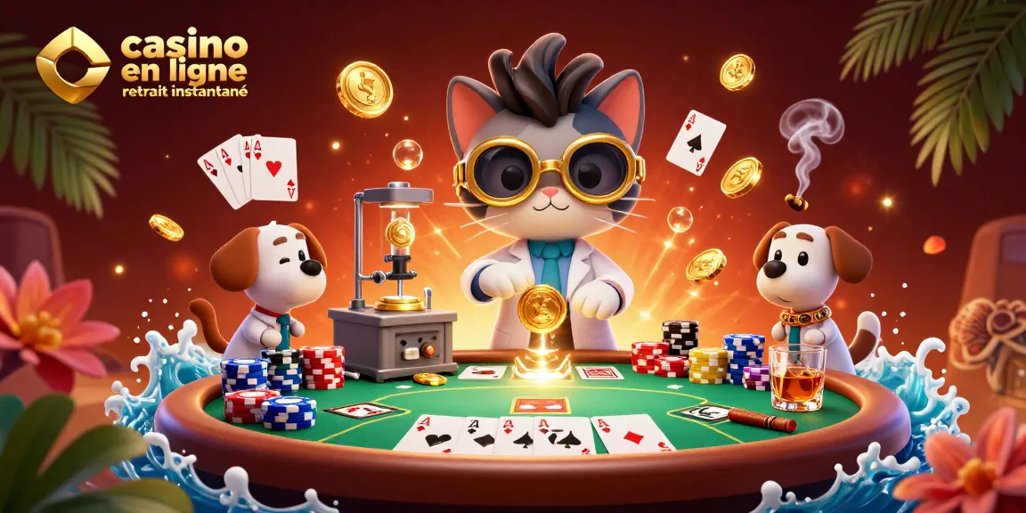 Jouer à des jeux passionnants sur un casino en ligne retrait instantané avec des personnages animés et des éléments de poker.