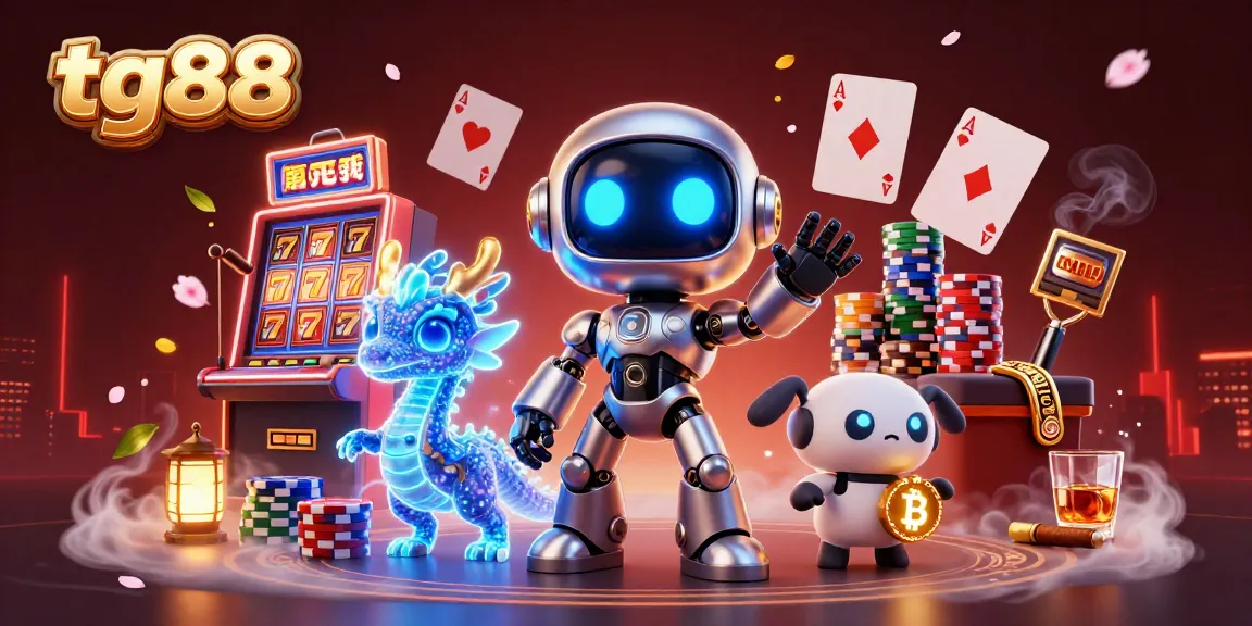 Celebrate big wins at tg88 with a colorful 3D casino scene showcasing vibrant slot machines and dynamic characters.