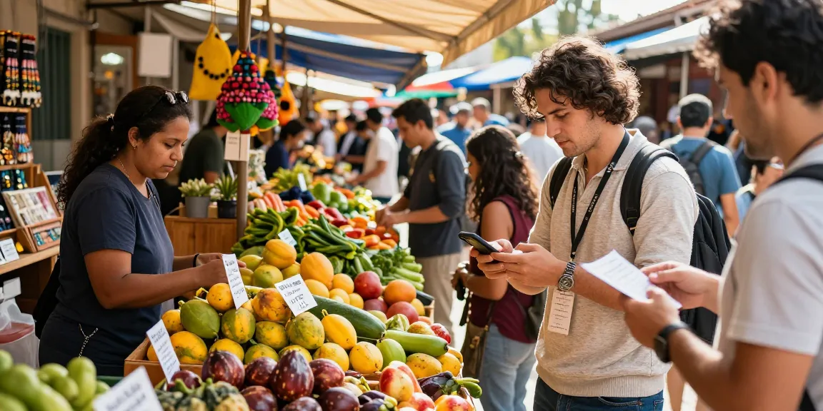 Engaging with local vendors at a vibrant market focusing on slot 5k qris and cultural experiences.