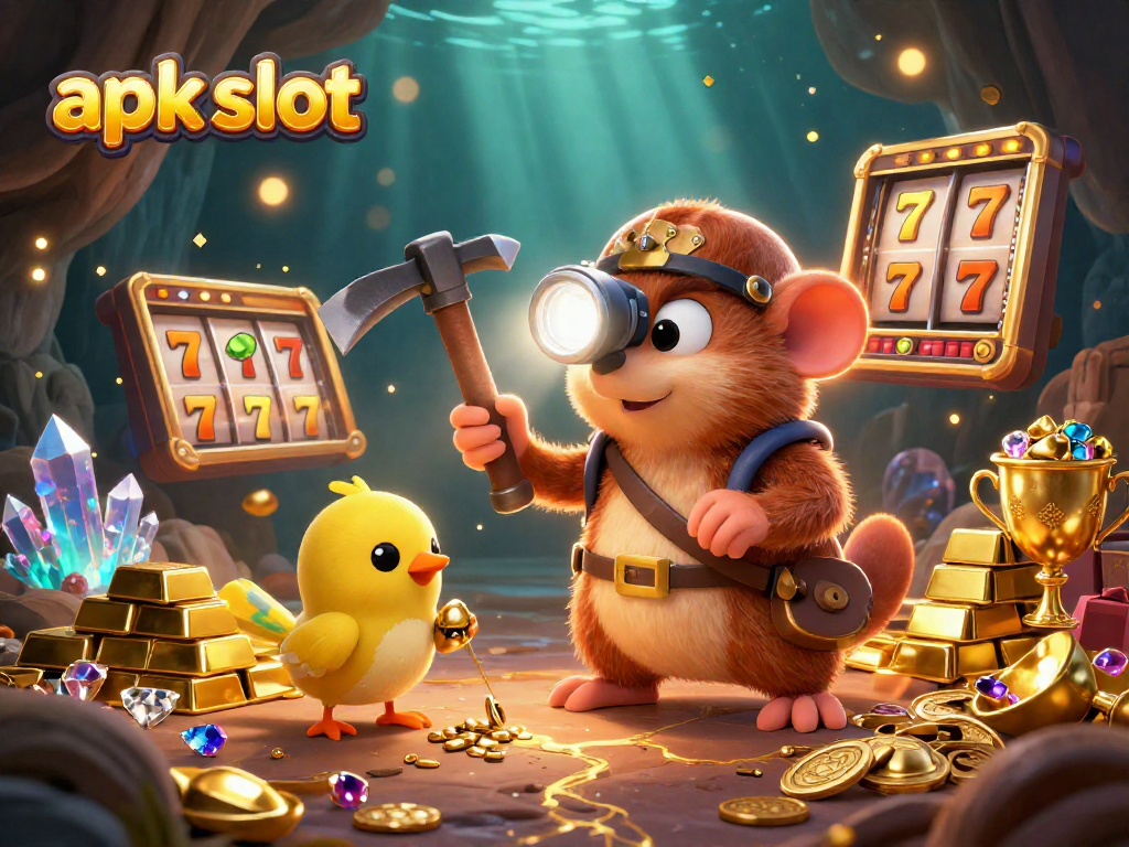 Menangkan jackpot slot melalui apk slot dengan simbol berkilau dan harta karun mewah.