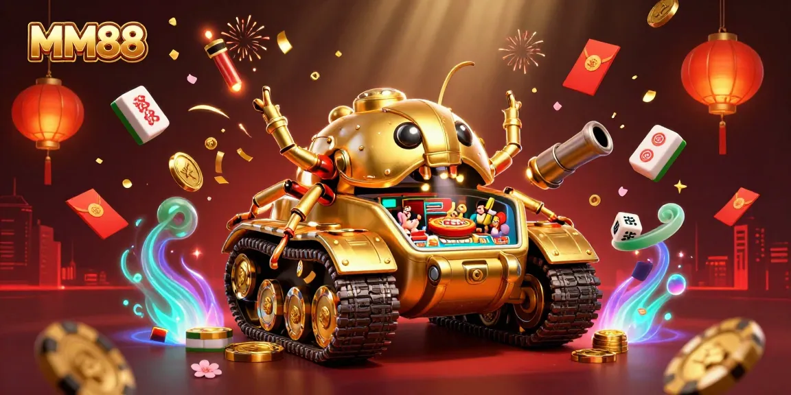 Experience the vibrant world of MM88 with a detailed casino scene filled with excitement and gaming elements.