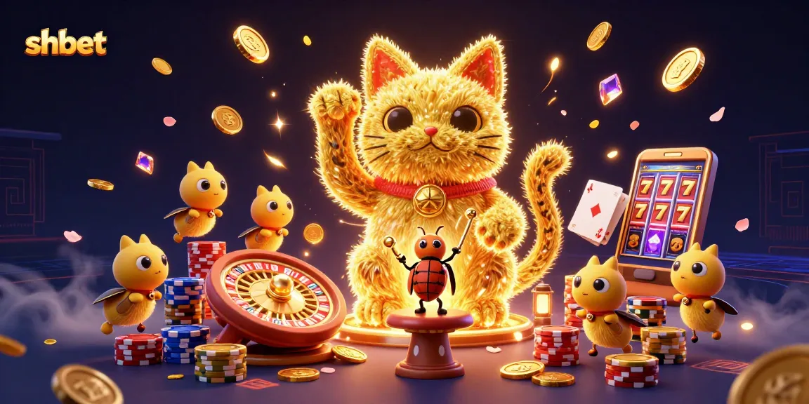 Engage with shbet’s colorful world of casino excitement featuring a lucky cat and dazzling elements.