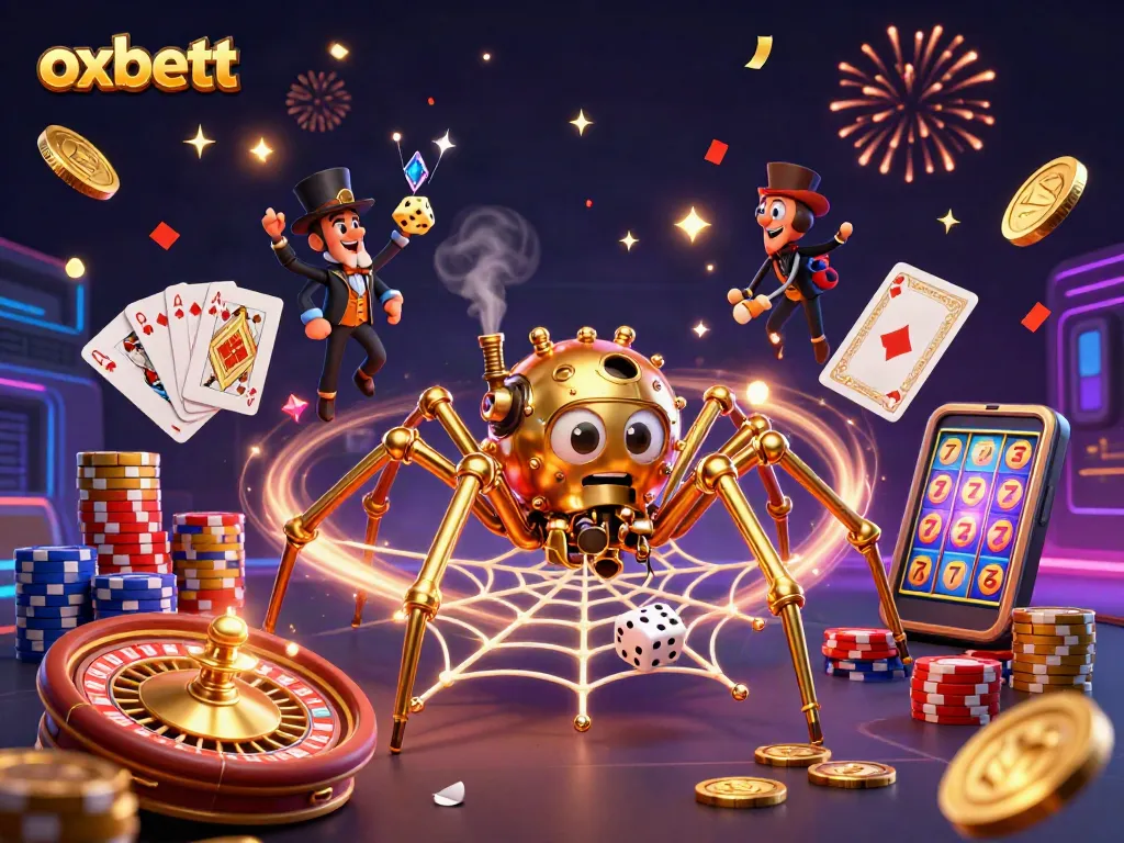 Experience exhilarating wins at oxbett with vibrant casino elements and characters in action.