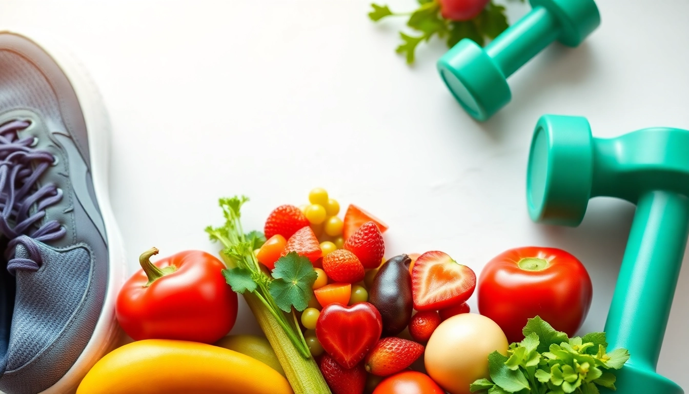 Engaging heart health tips infographic showcasing fresh foods and fitness gear, promoting Heart Health Tips.