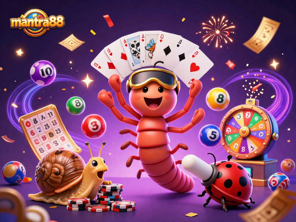 Experience the excitement of mantra88 with vibrant cards and dynamic casino elements.