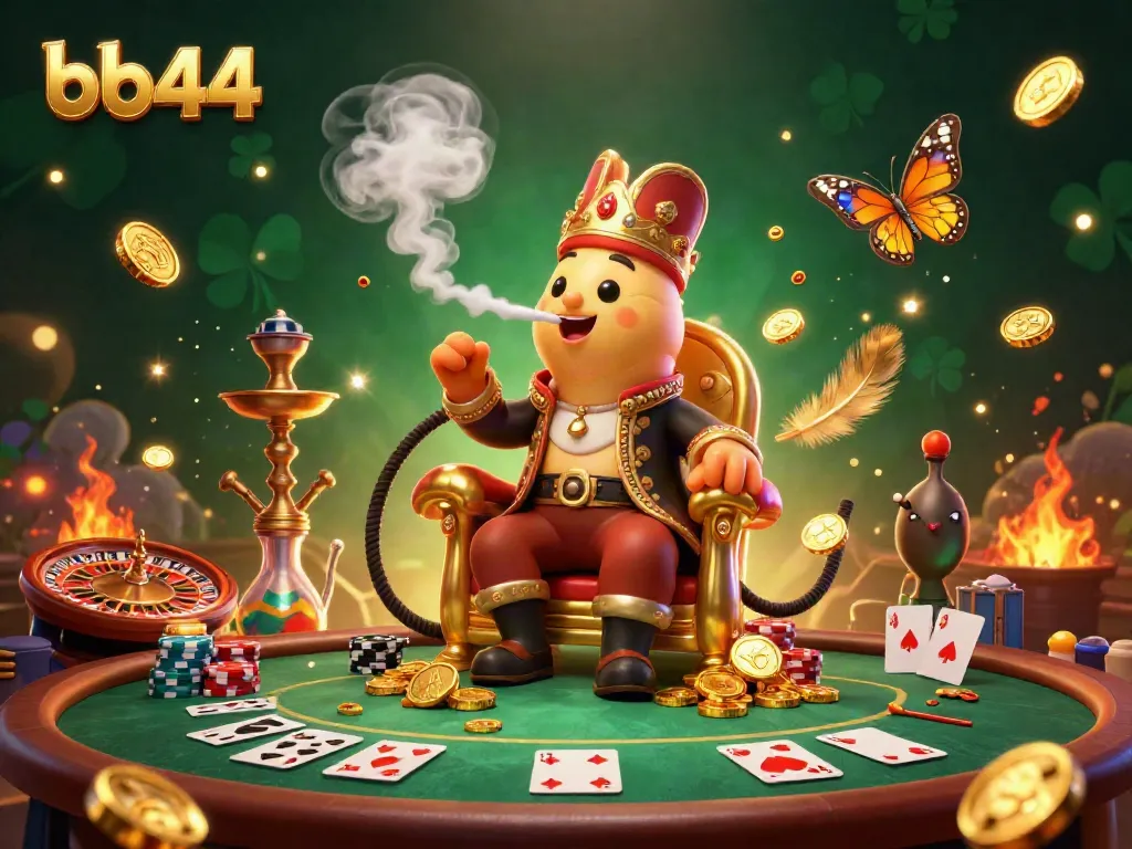 Engage with the exciting vibe of bb44 featuring dynamic casino elements like poker chips, roulette, and vibrant visuals.
