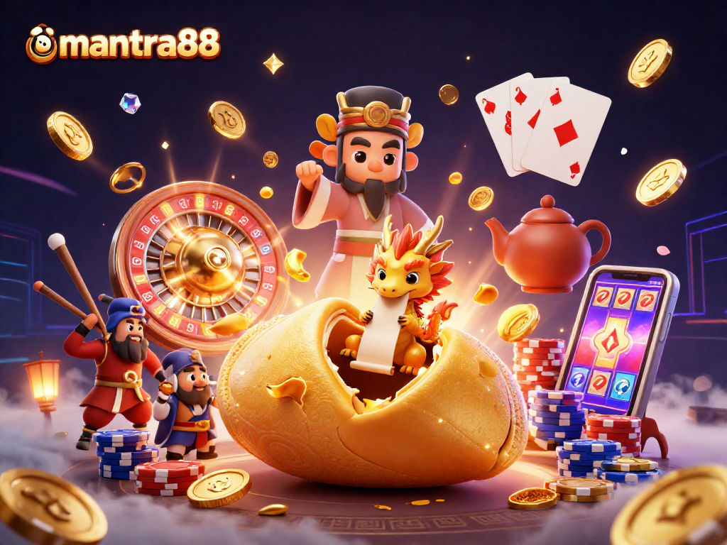 Experience thrilling gameplay at mantra88 with vibrant casino elements and characters in a dynamic scene.