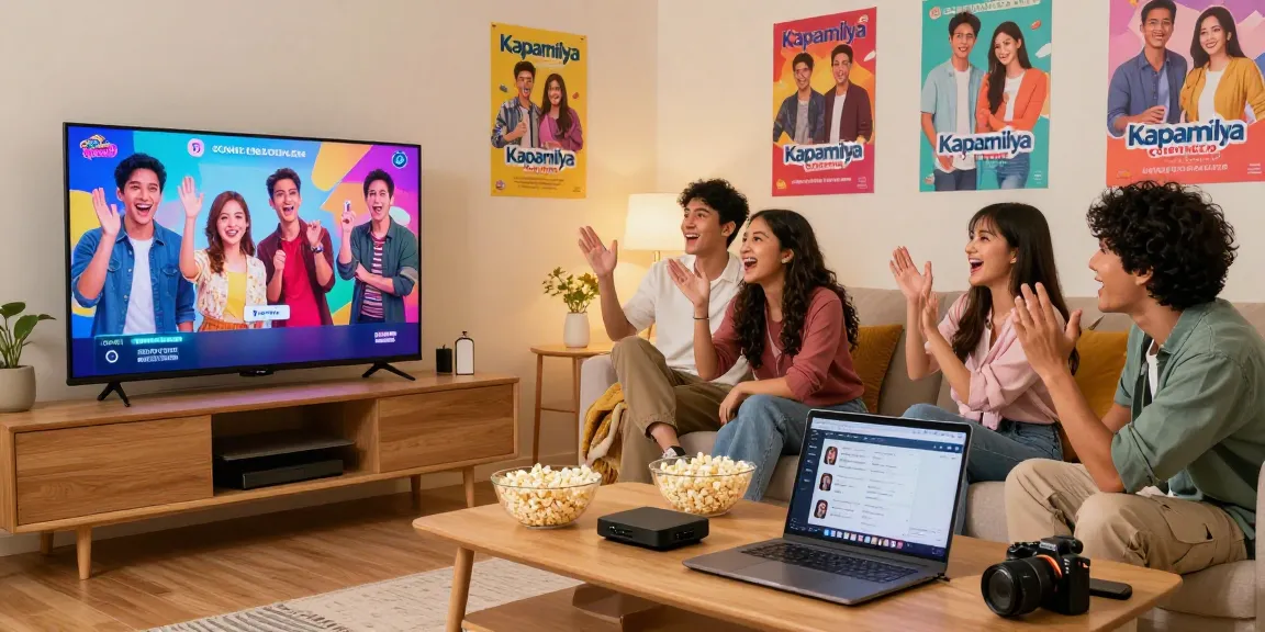 Experience live shows on kapamilyachannel.com with friends in a cozy living room filled with excitement.