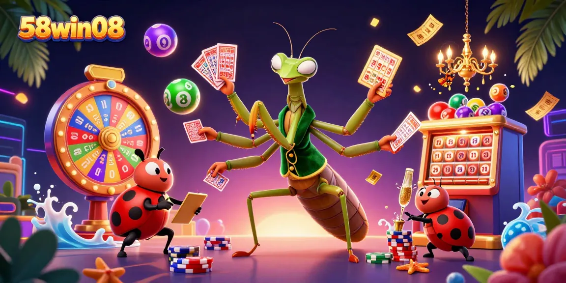Experience the excitement of 58win08 with a vibrant casino party, featuring dynamic characters and game elements.